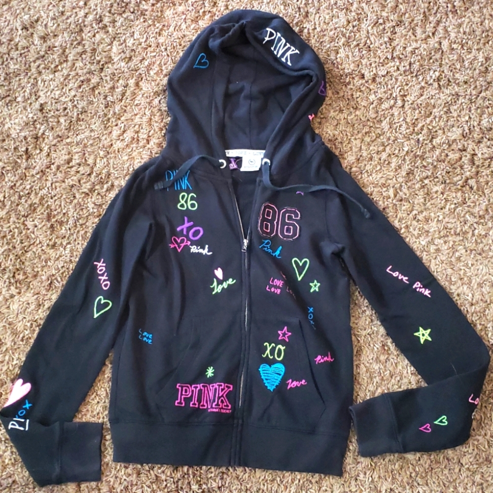Rare Victoria's Secret Pink Graffiti Print Hoodie